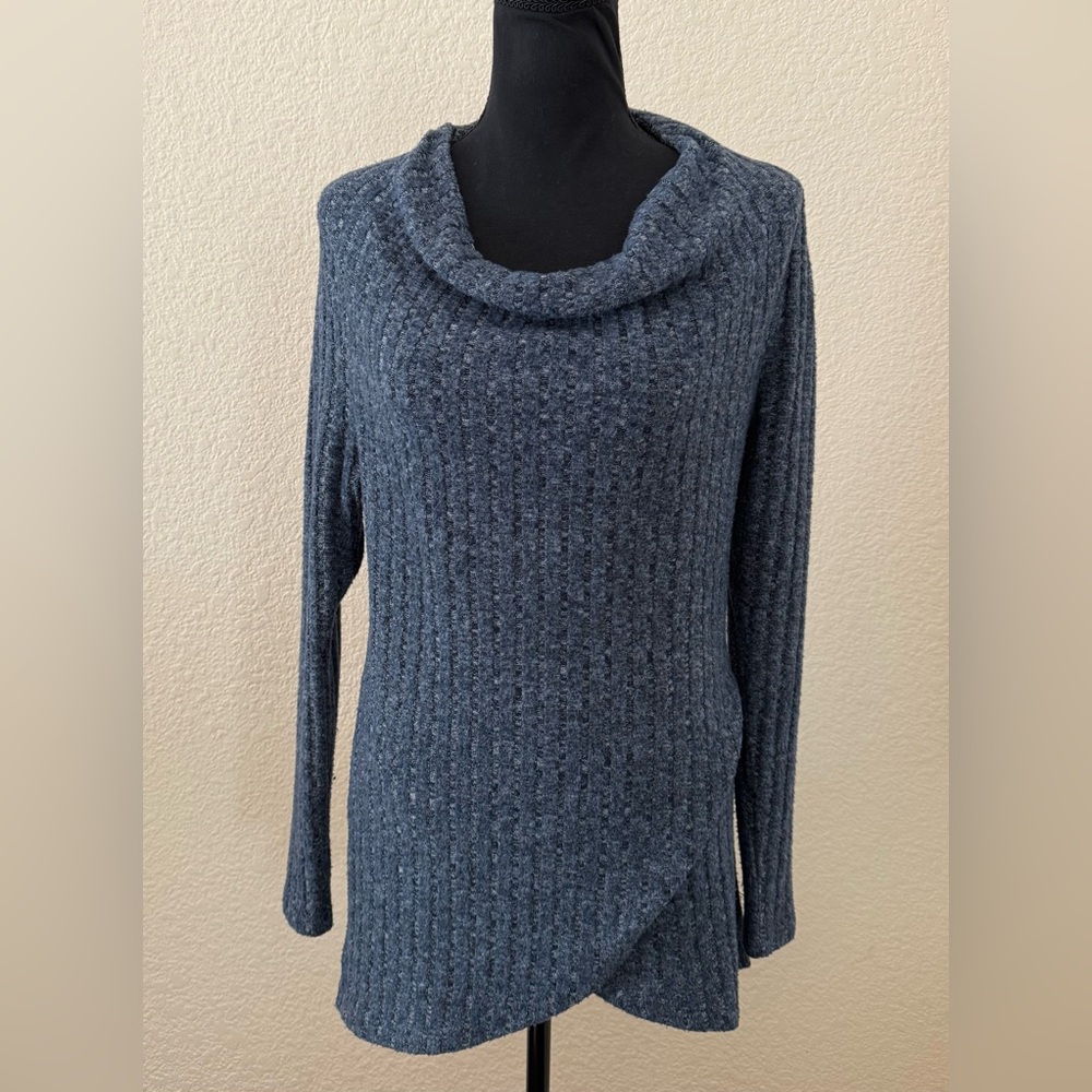 Ruti Women's Blue Marled Cowl Neck Sweater Small-Medium